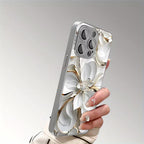 Ceramic Texture Golden Line White Flower Pattern Case