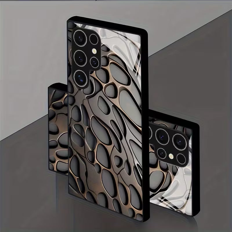 Metallized Honeycomb Texture Premium Glass Case