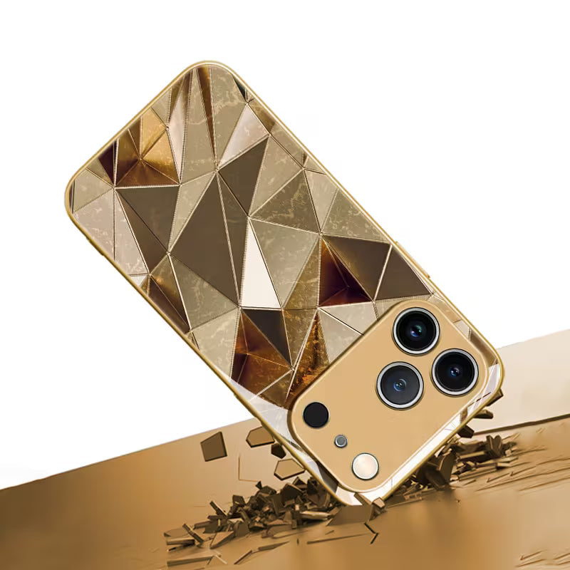 Metallic Diamond Pattern Glass Case