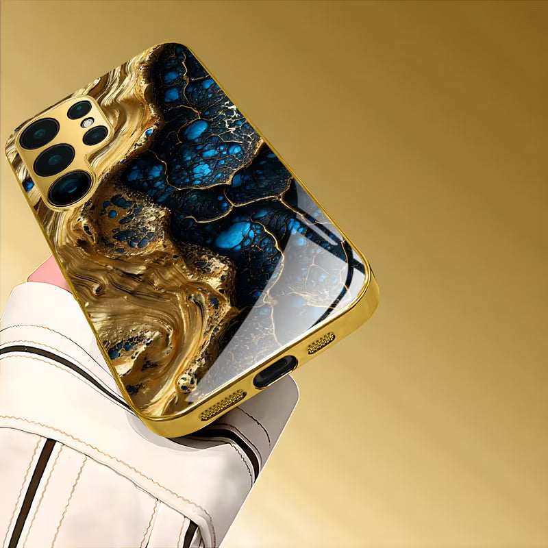 Beautiful Stone Pattern Electroplated Golden Case