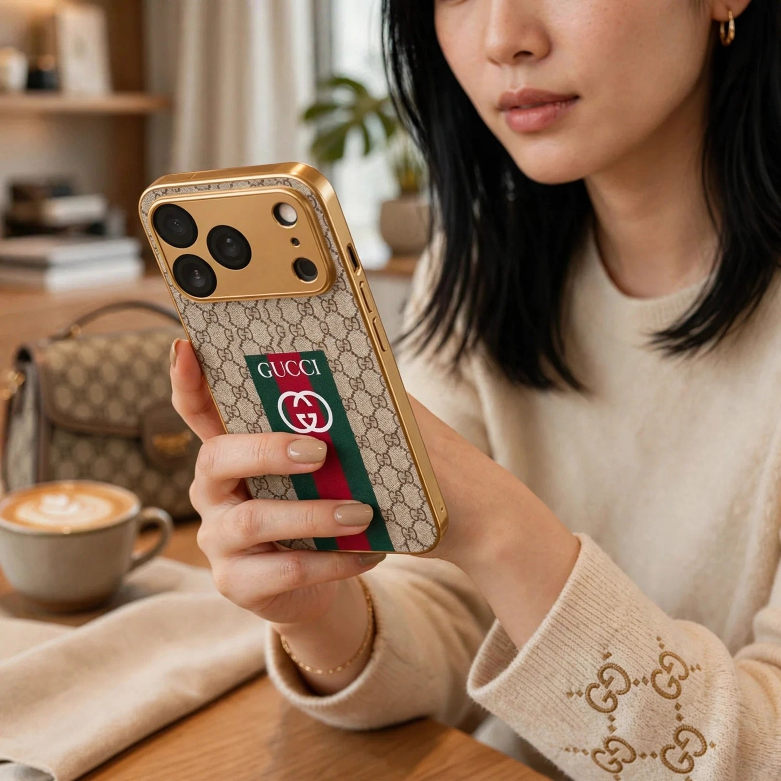 GG Pattern Gold Luxe Case