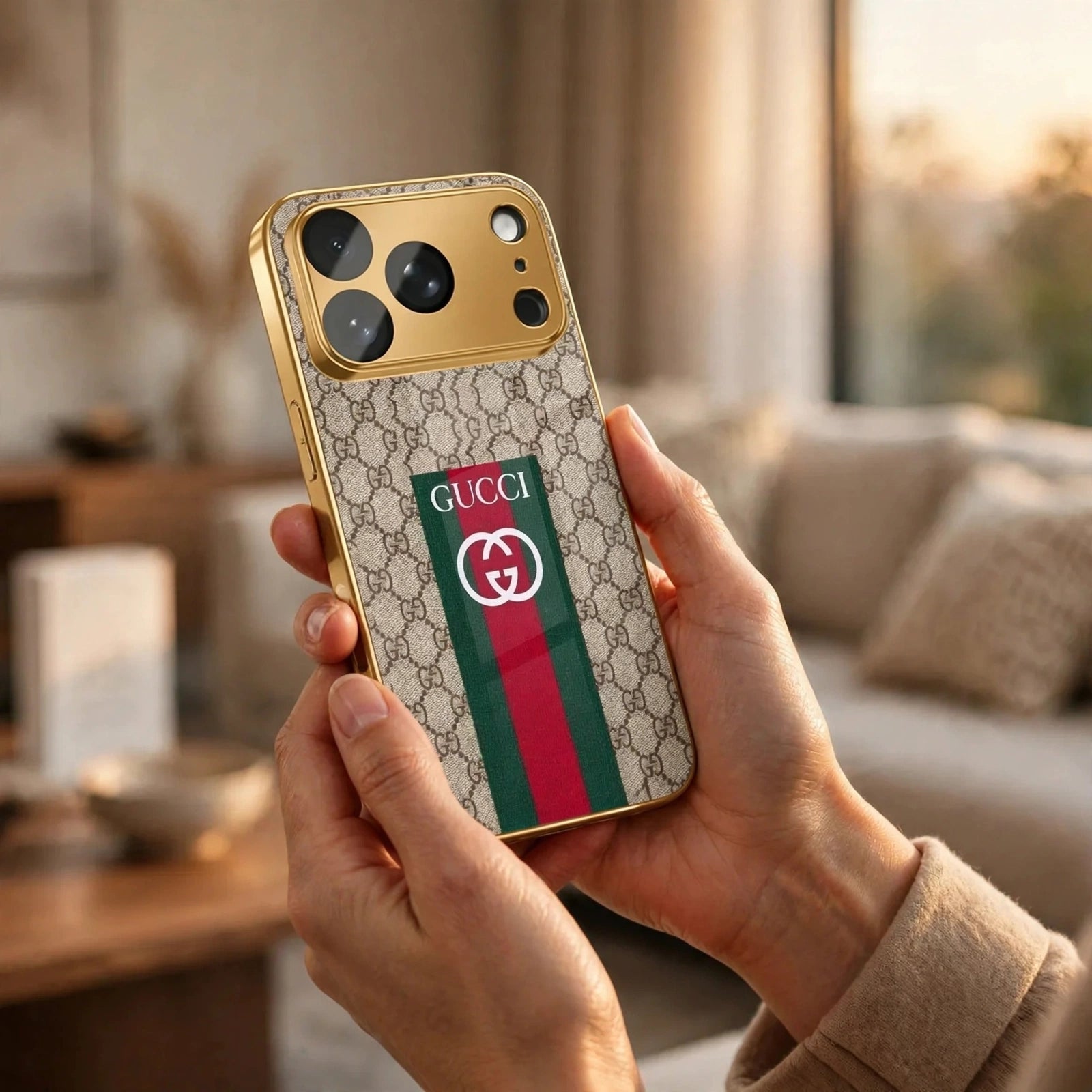 GG Pattern Gold Luxe Case