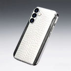 White Crocodile Pattern Electroplated Silver Glass Case