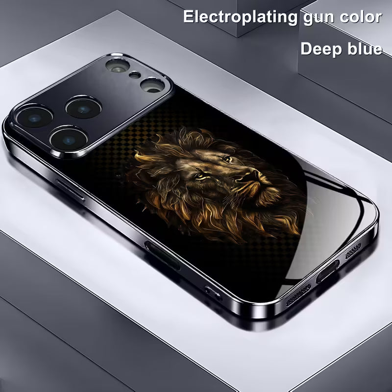 Vintage Lion Electroplated Glass Case