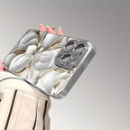 Ceramic Texture Golden Line White Flower Pattern Case