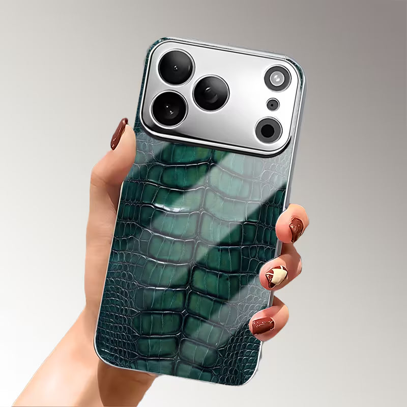 Luxurious Crocodile Skin Patterned Glass Case