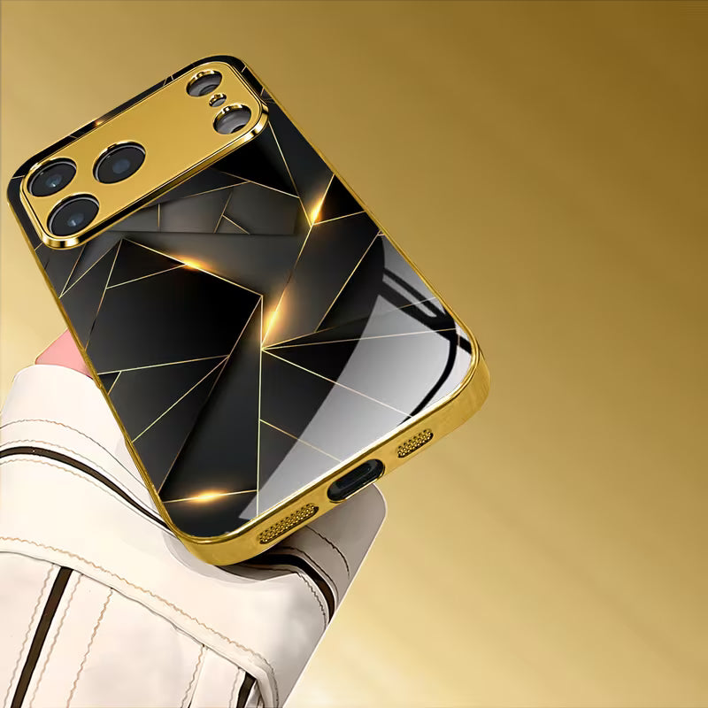 A Luxurious Black And Golden Artistic Textured Case