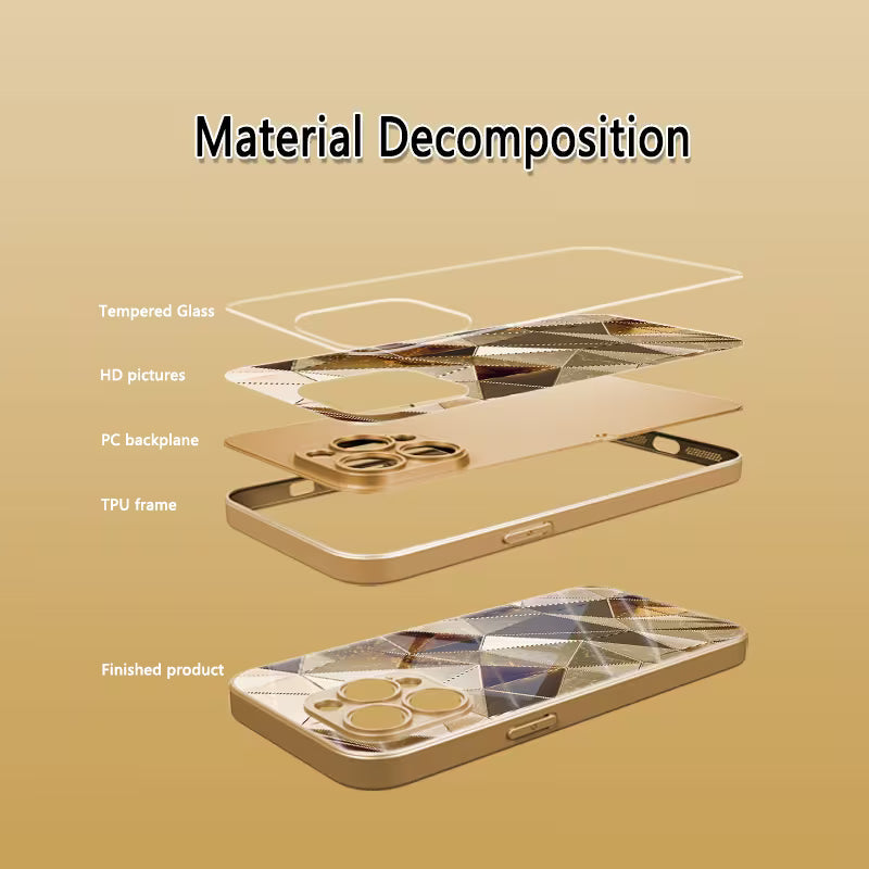 Metallic Diamond Pattern Glass Case
