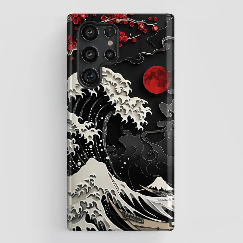 Black Kanagawa Wave Case